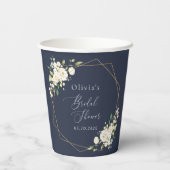 Weiße Blume, Creme-Blume, Boho, Brautparty Pappbecher (Rückseite)