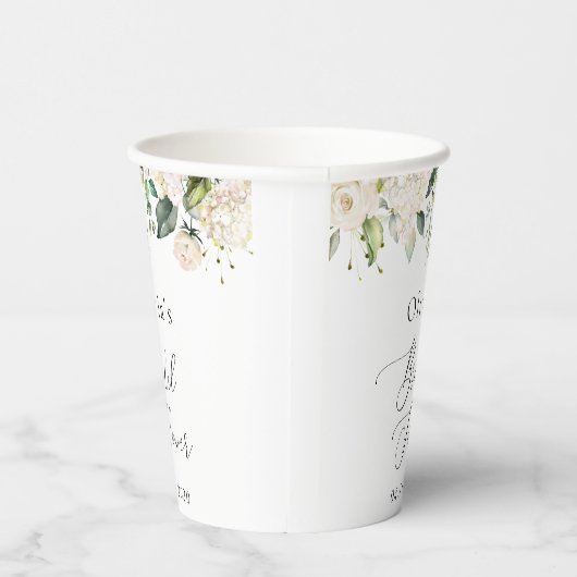 Weiße Blume, Creme-Blume, Boho, Brautparty Pappbecher (Rechts)