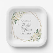 Weiße Blume, Creme-Blume, Boho, Brautparty Pappteller (Vorderseite)