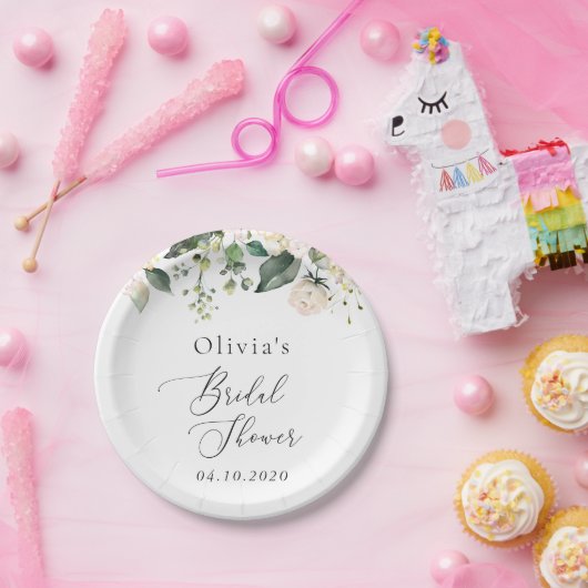 Weiße Blume, Creme-Blume, Boho, Brautparty Pappteller (Party)