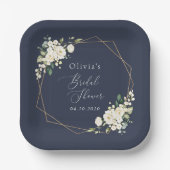 Weiße Blume, Creme-Blume, Boho, Brautparty Pappteller (Vorderseite)