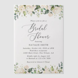 Weiße Blume, Creme-Blume, Boho, Brautparty Pergament Einladungen