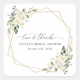 Weiße Blume, Creme-Blume, Boho, Brautparty Quadratischer Aufkleber