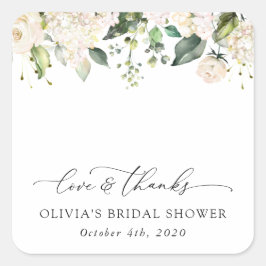 Weiße Blume, Creme-Blume, Boho, Brautparty Quadratischer Aufkleber