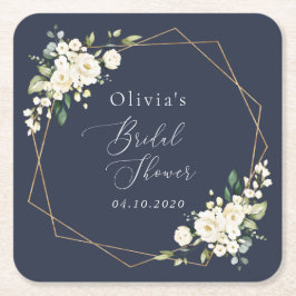 Weiße Blume, Creme-Blume, Boho, Brautparty Rechteckiger Pappuntersetzer