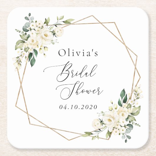 Weiße Blume, Creme-Blume, Boho, Brautparty Rechteckiger Pappuntersetzer (Vorderseite)