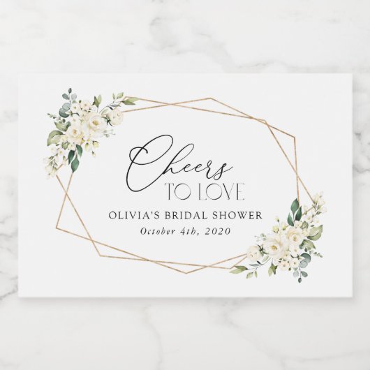 Weiße Blume, Creme-Blume, Boho, Brautparty Schaumweinetikett (Einzelnes Label)