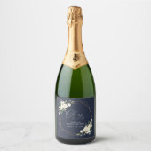 Weiße Blume, Creme-Blume, Boho, Brautparty Schaumweinetikett (Vorderseite)