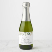 Weiße Blume, Creme-Blume, Boho, Brautparty Schaumweinetikett (Vorderseite)