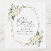 Weiße Blume, Creme-Blume, Boho, Brautparty Weinetikett (Einzelnes Label)