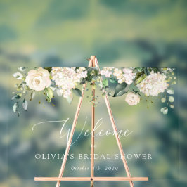 Weiße Blume, Creme-Blume, Boho, Bridal Empfang Acrylschild