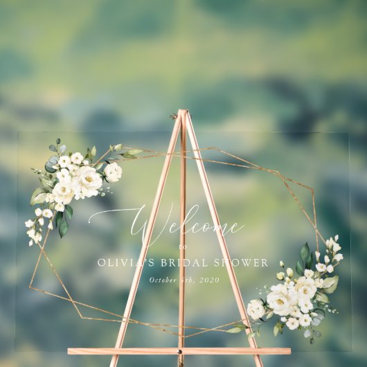 Weiße Blume, Creme-Blume, Boho, Bridal Empfang Acrylschild (Neutral)