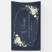 Weiße Blume, Creme-Blume, Boho, Bridal Empfang Banner (Vertikal)