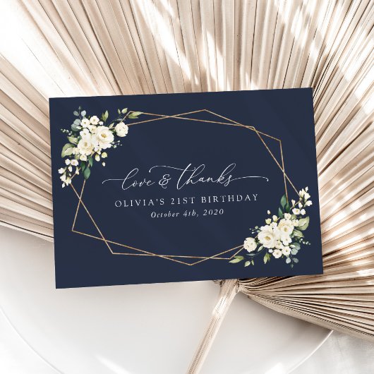 Weiße Blume, Creme-Blume, Boho, Geburtstag Dankeskarte