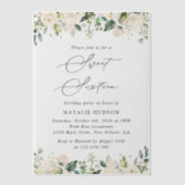 Weiße Blume, Creme-Blume, Boho, Sweet 16 Pergament Einladungen (Vorderseite)