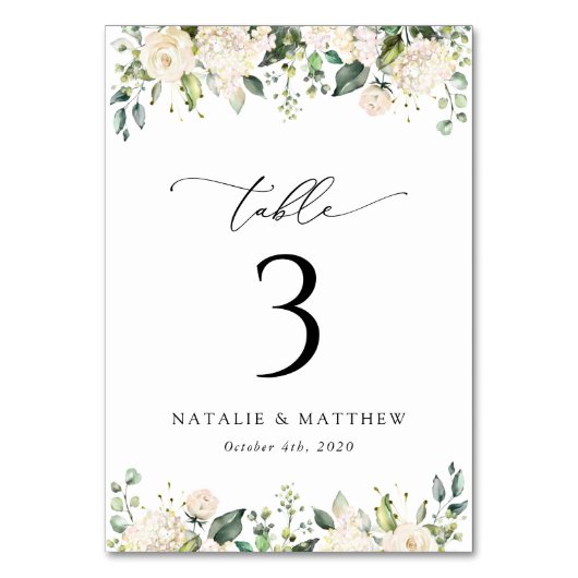 Weiße Blume, Creme-Blume, Boho, Tischnummern (Rückseite)