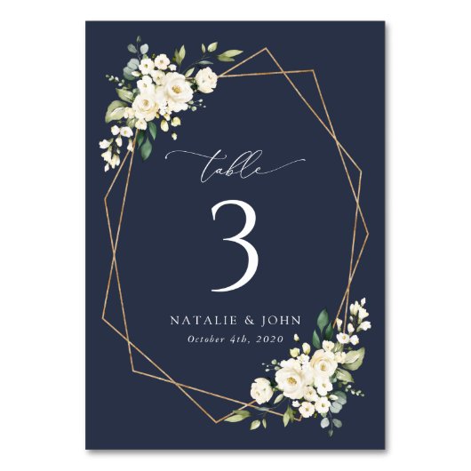 Weiße Blume, Creme-Blume, Boho, Tischnummern (Vorderseite)