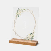 Weiße Blume, Creme-Blume, Boho, Tischnummern Acrylschild (Winkel)