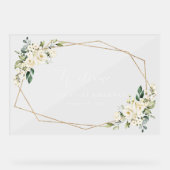 Weiße Blume, Creme-Blume, GeburtstagsWillkommen Acrylschild (Vorderseite)