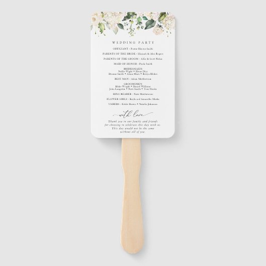 Weiße Blume, Creme-Blume, Hochzeitsprogramm Fächer (Rückseite)