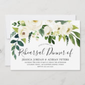 Weiße Blume & Creme Elegante Probe Abendessen Einladung (Vorderseite)