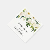 Weiße Blume & Creme Eleganter Hochzeitsslima Empfa Serviette (Ecke)