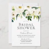 Weiße Blume & Creme Elegantes Brautparty Einladung (Vorderseite)