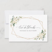 Weiße Blume, cremige Blume, Grünpflanzen, Hochzeit Dankeskarte (Vorderseite)