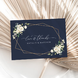 Weiße Blume, cremige Blume, Grünpflanzen, Hochzeit Dankeskarte