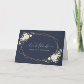 Weiße Blume, cremige Blume, Grünpflanzen, Hochzeit Dankeskarte (Vorderseite)