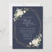 Weiße Blume, cremige Blume, Grünpflanzen, Hochzeit Einladung (Vorderseite)