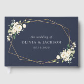 Weiße Blume, cremige Blume, Grünpflanzen, Hochzeit Gästebuch (Vorderseite)