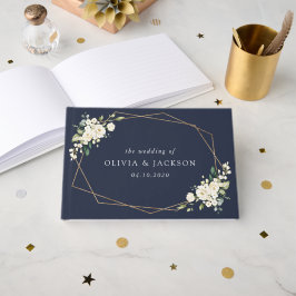 Weiße Blume, cremige Blume, Grünpflanzen, Hochzeit Gästebuch