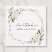 Weiße Blume, cremige Blume, Grünpflanzen, Hochzeit Geschenkanhänger (Vorderseite)