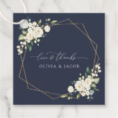 Weiße Blume, cremige Blume, Grünpflanzen, Hochzeit Geschenkanhänger (Vorderseite)