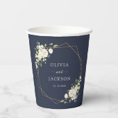 Weiße Blume, cremige Blume, Grünpflanzen, Hochzeit Pappbecher (Rückseite)