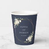 Weiße Blume, cremige Blume, Grünpflanzen, Hochzeit Pappbecher (Vorderseite)