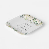 Weiße Blume, cremige Blume, Grünpflanzen, Hochzeit Pappteller (Gewinkelt)