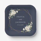 Weiße Blume, cremige Blume, Grünpflanzen, Hochzeit Pappteller (Vorderseite)