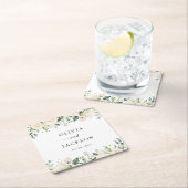 Weiße Blume, cremige Blume, Grünpflanzen, Hochzeit Rechteckiger Pappuntersetzer (Vor Ort)