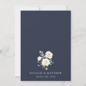 Weiße Blume, cremige Blume, Grünpflanzen, Hochzeit Save The Date (Rückseite)