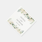 Weiße Blume, cremige Blume, Grünpflanzen, Hochzeit Serviette (Ecke)