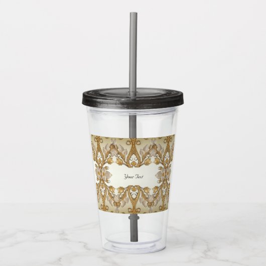 Weiße Blume Decorative Gold Akrylus Tumbler Acryltrinkbecher (Vorderseite)