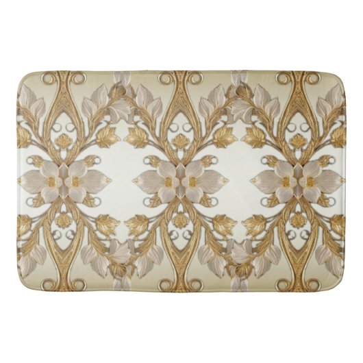 Weiße Blume Decorative Gold Bath Mat Badematte (Vorderseite)