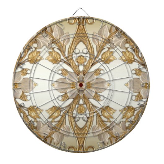 Weiße Blume Decorative Gold Dartboard Dartscheibe (vorne)
