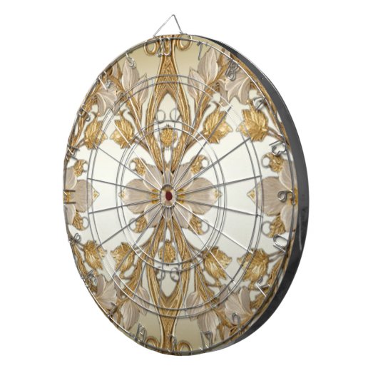Weiße Blume Decorative Gold Dartboard Dartscheibe (Vorderseite rechts)