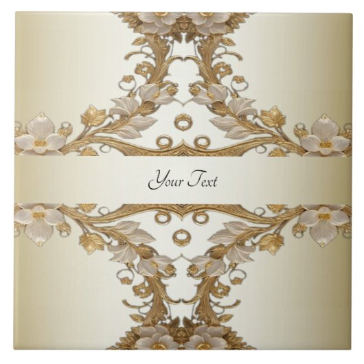 Weiße Blume Decorative Gold Keramik Tile Fliese (Vorderseite)