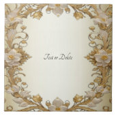 Weiße Blume Decorative Gold Keramik Tile Fliese (Vorderseite)