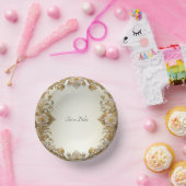 Weiße Blume Decorative Gold Pappteller (Party)