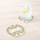 Weiße Blume Decorative Gold Sandstone Untersetzer (Seite)